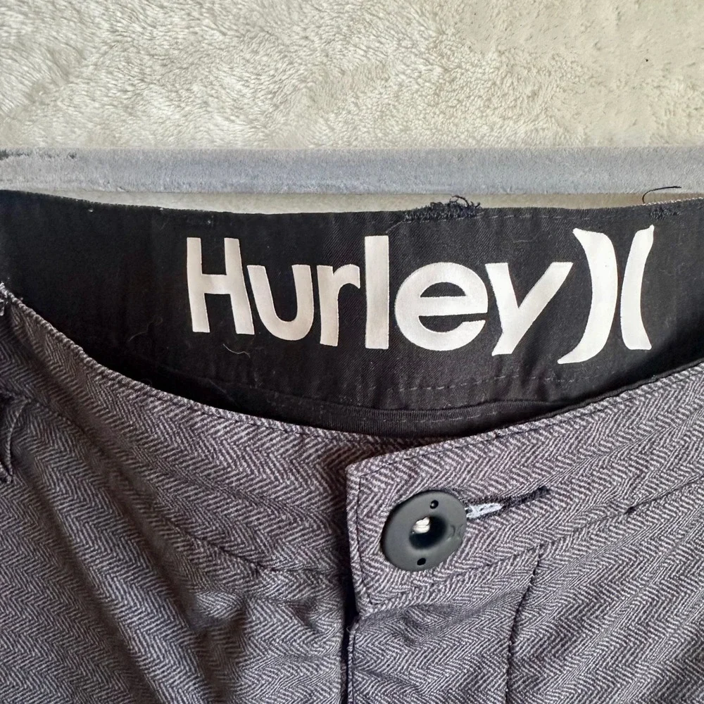 Hurley Phantom Hybrid Shorts Size 38 Gray Herringbone Chino Walk Board Shorts‎